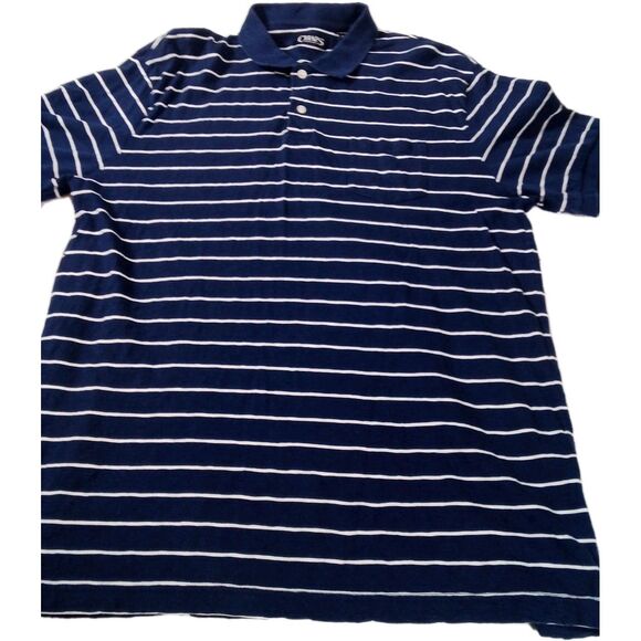 Men's Chaps Blue W‎ White Stripes Size XL with Pocket Soft Short Sleeve - Picture 1 of 9